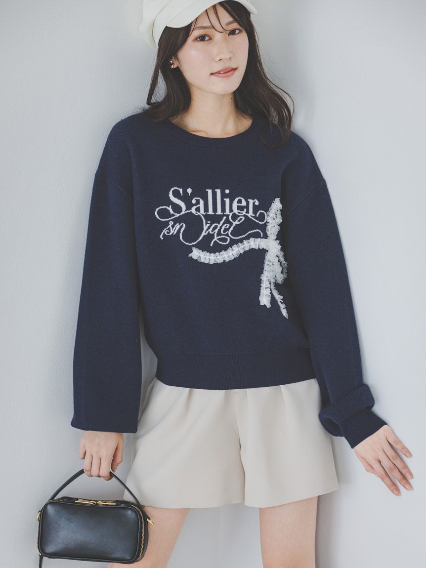 リボンモチーフジャガードニットプルオーバー(ニット)｜トップス