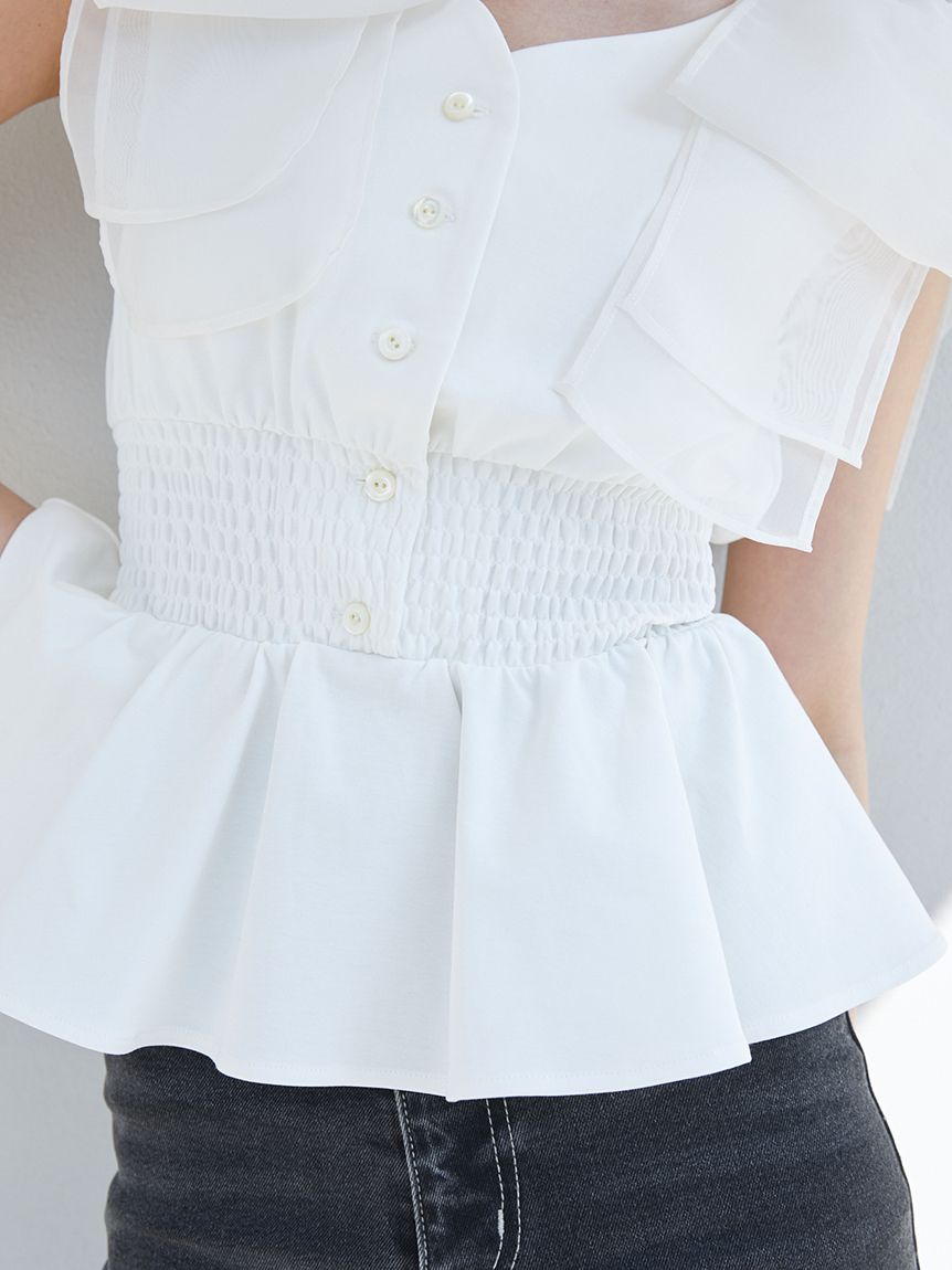 ウエストシャーリングリボンカットプルオーバー(Tシャツ・カットソー