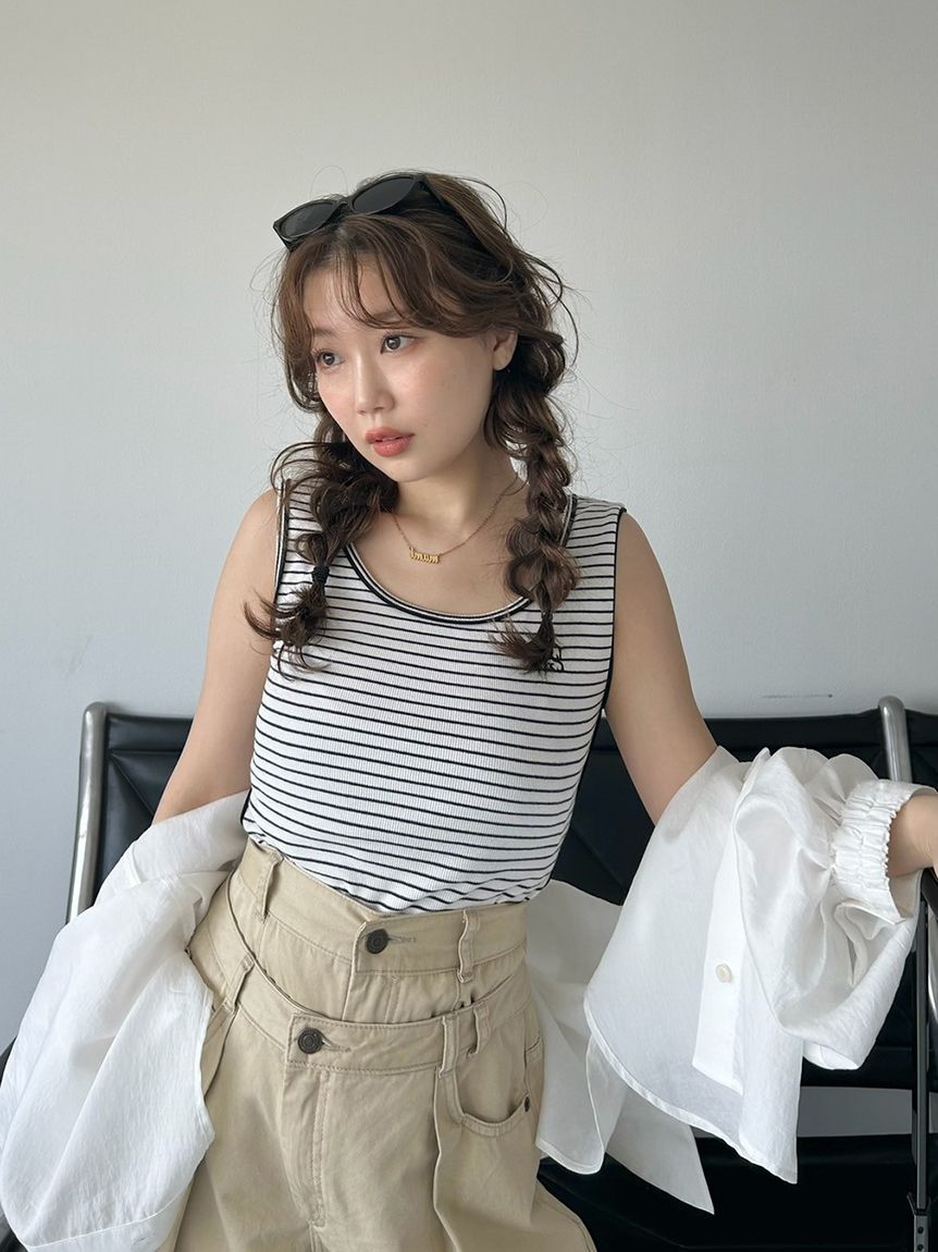 パイピングディテールノースリタンク(Tシャツ・カットソー)｜トップス