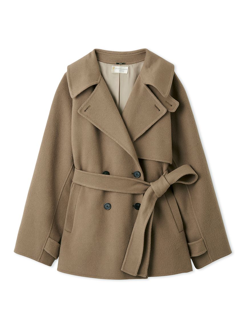 HIGH QUALITY】スカーフ付きウールミドルコート(コート)｜アウター