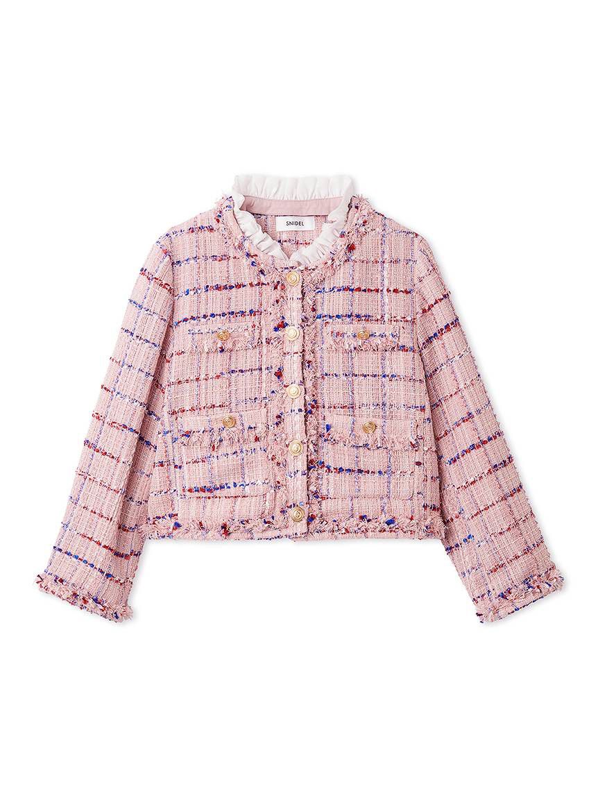 デタッチャブルフリルカラーツイードジャケット(ジャケット)｜アウター