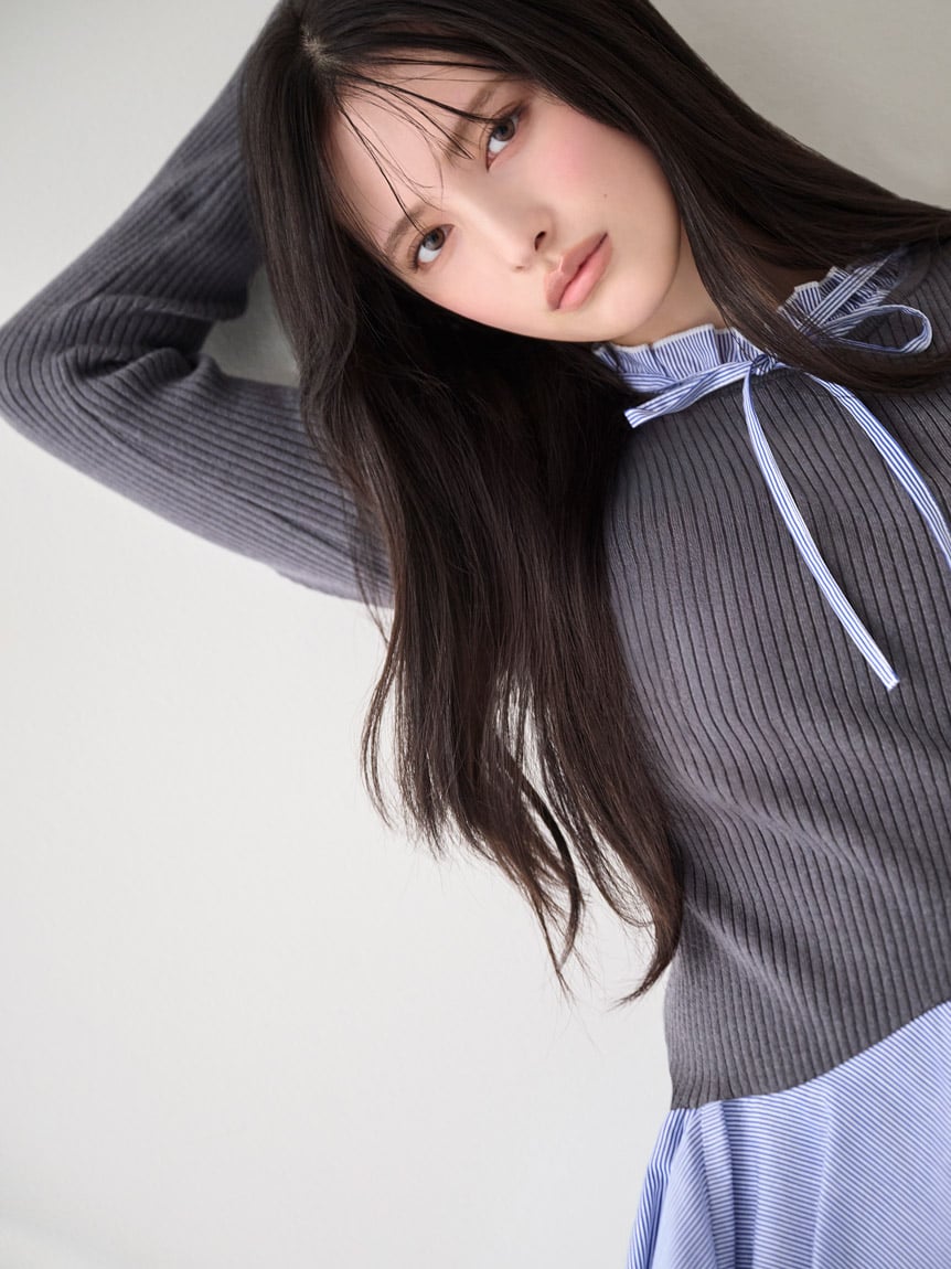 Sustainableドッキングミニニットワンピース(ミニワンピース