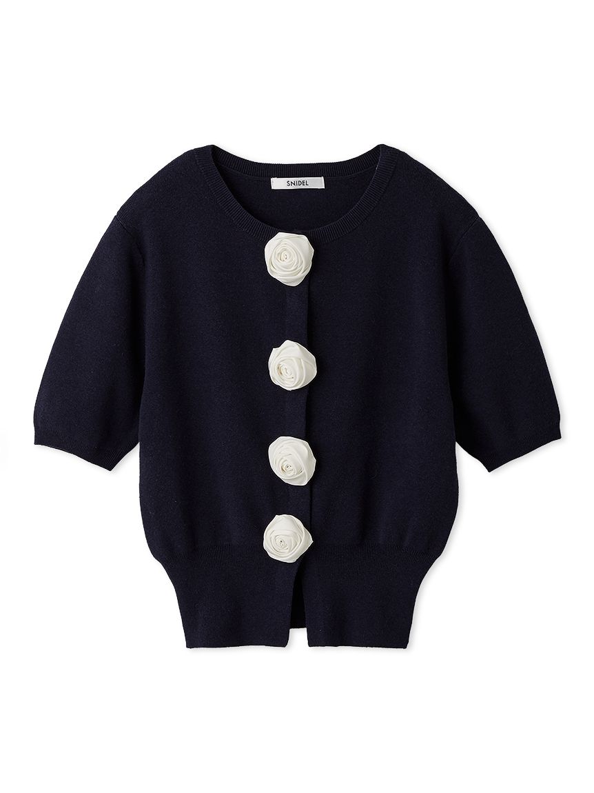 WEB限定/ROSE Collection】モチーフボタンニットカーディガン