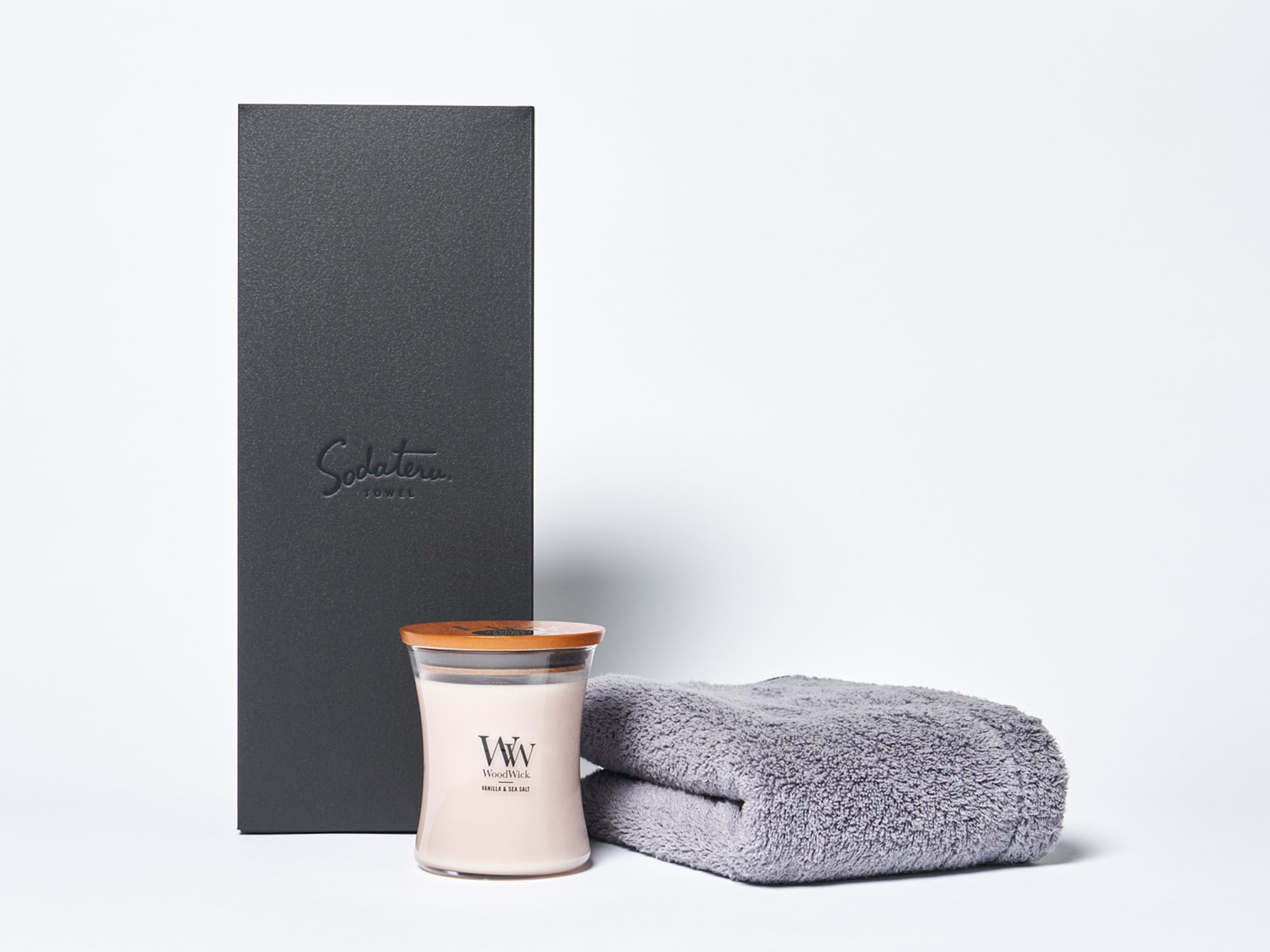 MARQUE ドゥミ(ミニバスタオル) ＋WoodWick ジャーキャンドル ギフト