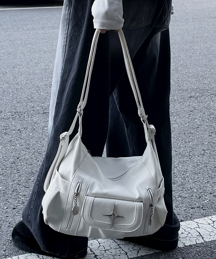 ホワイトレザー2WAYクロスショルダーバッグ｜バッグ｜韓国ファッション