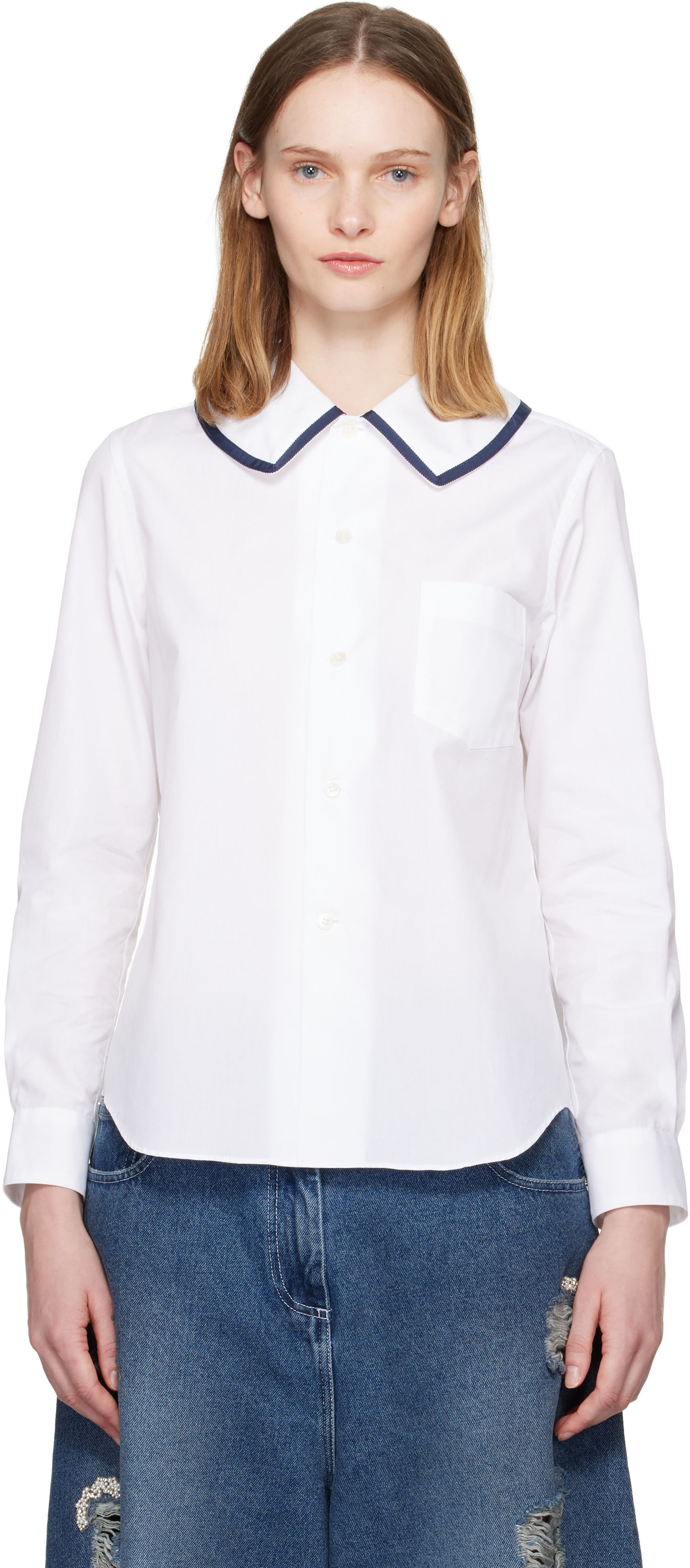 White Cotton Shirt by Comme des Garçons Girl on Sale
