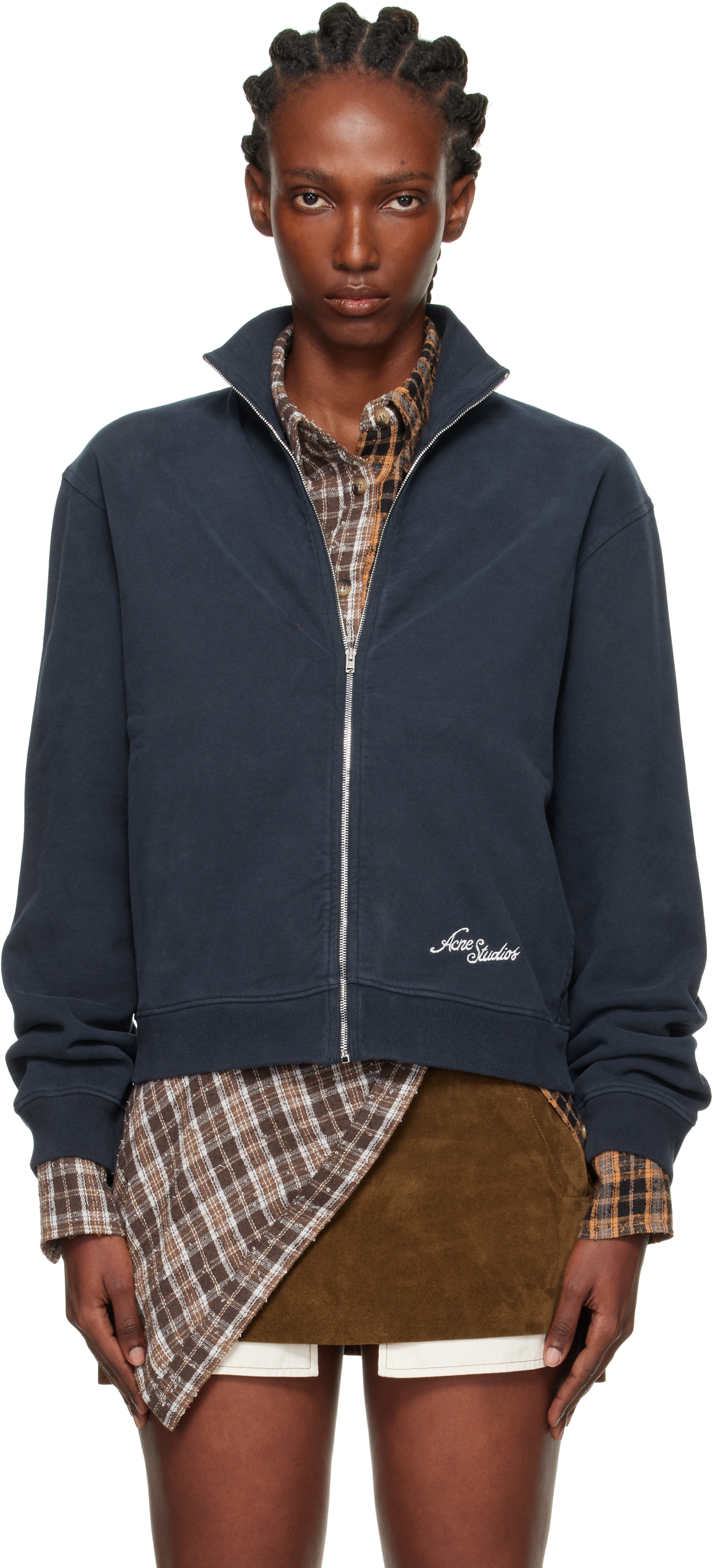 Acne Studios: Navy Zip-Up Jacket | SSENSE