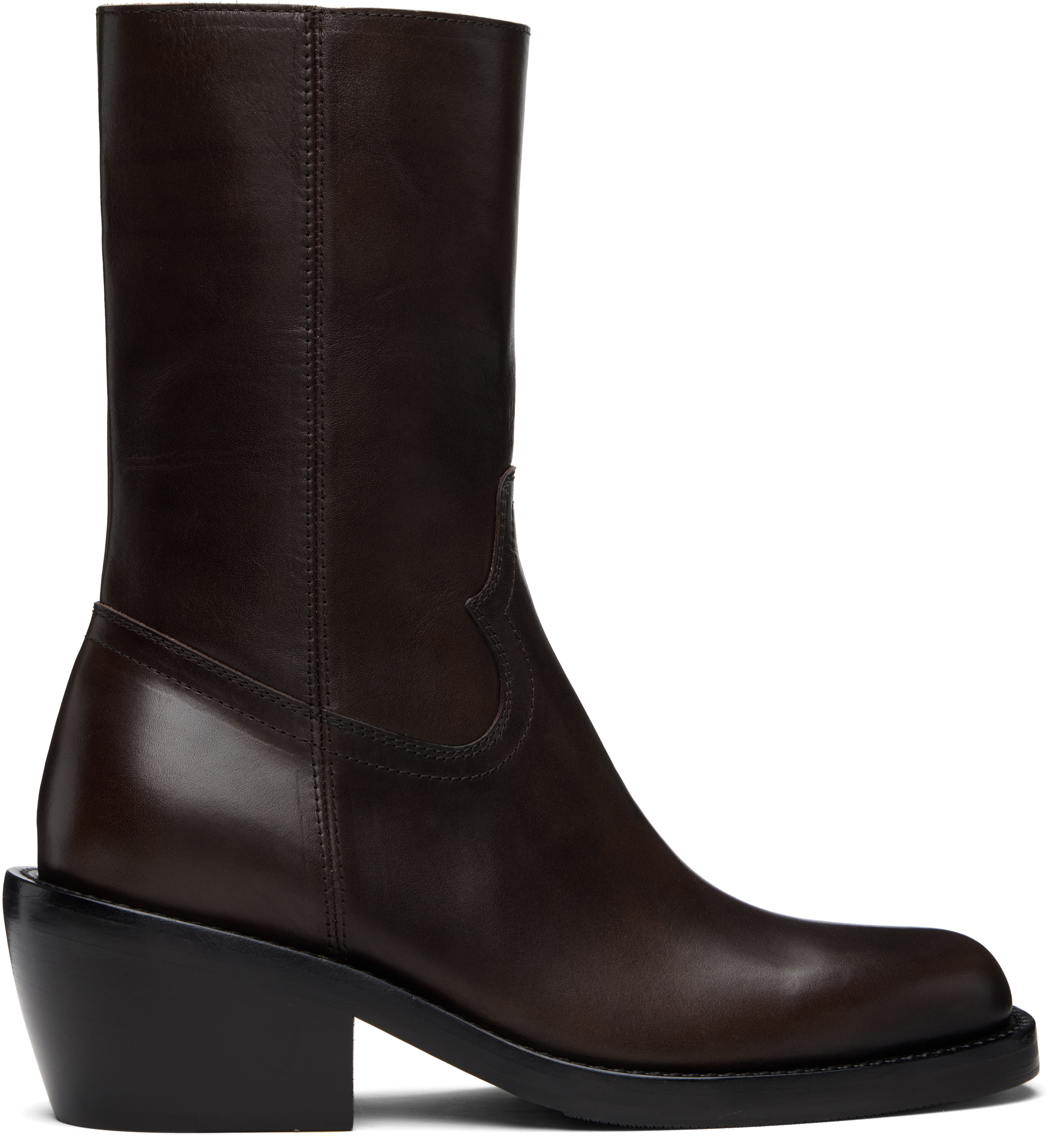 Dries Van Noten: Brown Leather Boots | SSENSE