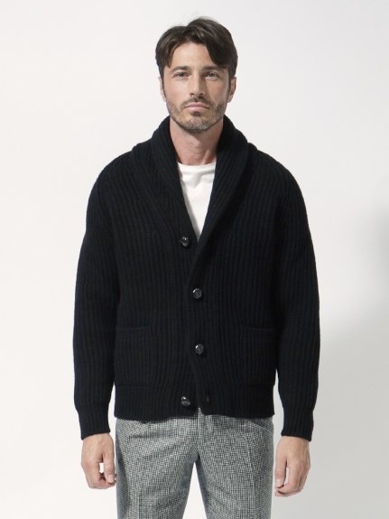 3ゲージ】ウールカシミヤショールカラーニット（ニット）｜MC GEORGE