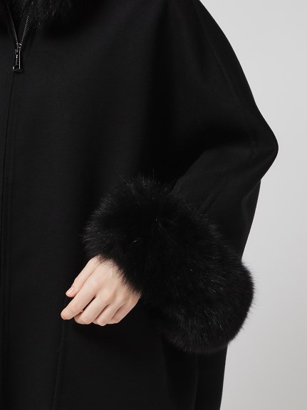 LORO PIANA|FAVOLA DOUBLE】ファー付き ウールカシミヤ ポンチョコート