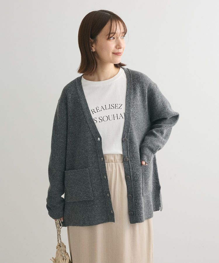 Vネック畦編みニットカーディガン/Green Parks（グリーン パークス）の