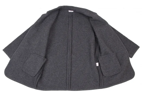 パパスPapas 圧縮ウールトグルボタンハーフコート グレーL位 (K-136649)