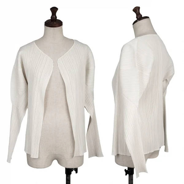 プリーツプリーズPLEATS PLEASE プリーツボタンレスカーディガン オフ