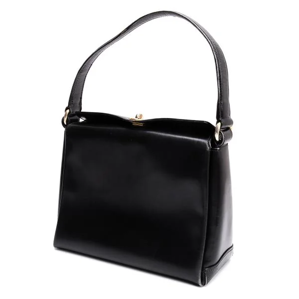 グッチGUCCI ターンロックレザーハンドバッグ 黒 (K-145621)