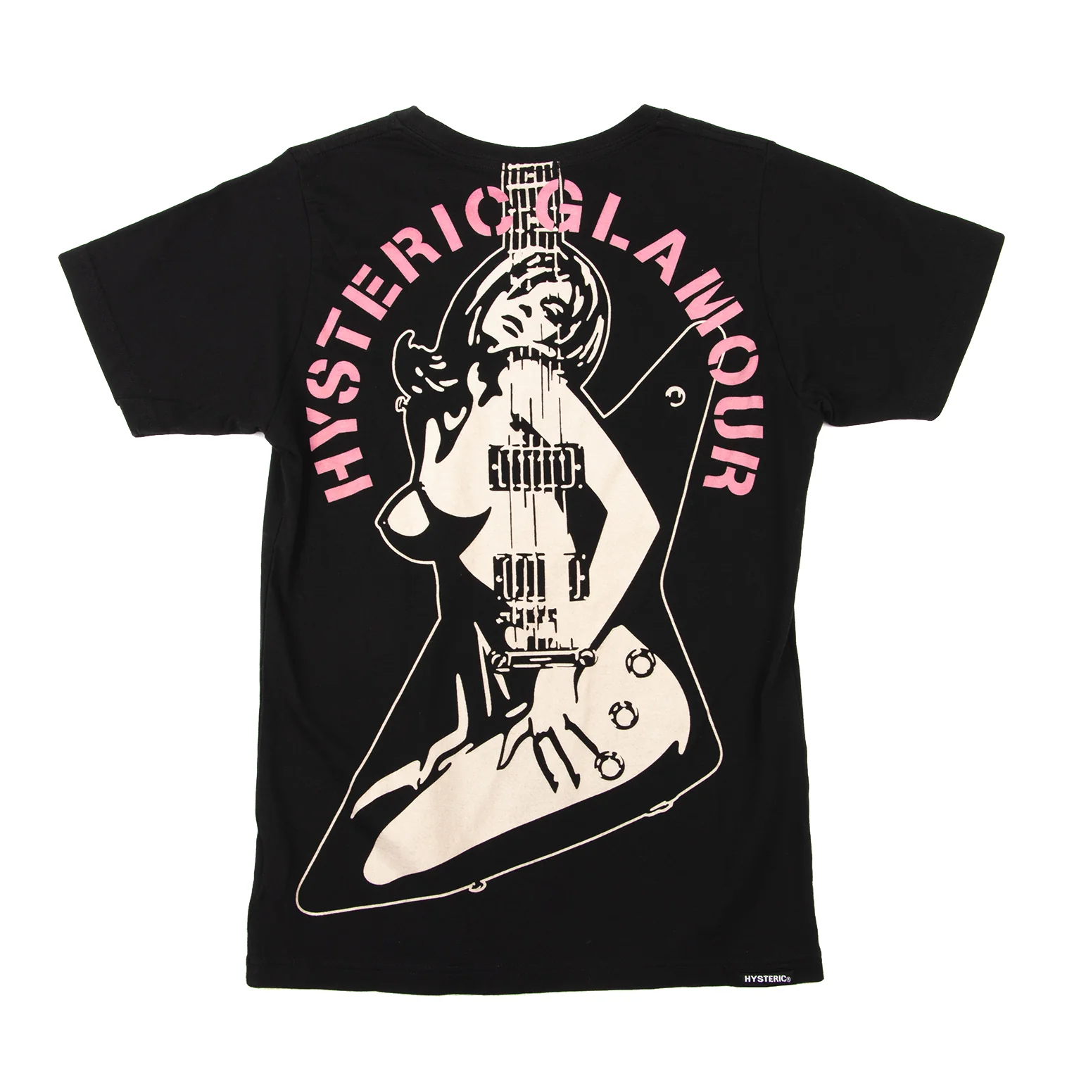 HYSTERIC GLAMOUR Guitar Woman Back Printed T-Shirt Black,Beige XS