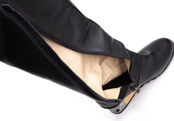 イッセイミヤケISSEY MIYAKE メタルヒールウェッジソールレザーロング