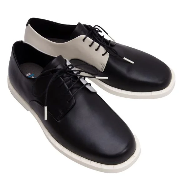 カンペールCAMPER TWINS アシンメトリーカラーレザーシューズ 黒他US7