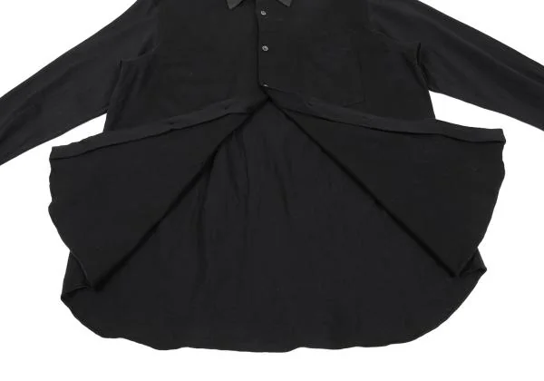 コムデギャルソン オムCOMME des GARCONS HOMME 襟レザー切替シャツ 黒