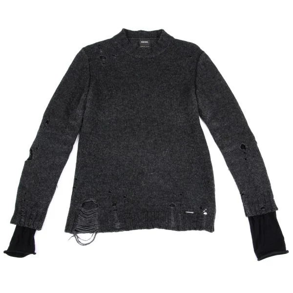 ディーゼルDIESEL ダメージ加工アルパカナイロンレイヤースリーブ