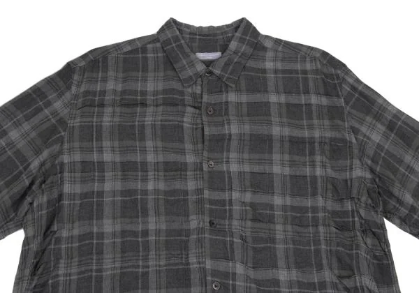 コムデギャルソンオムCOMME des GARCONS HOMME チェックシワ加工長袖