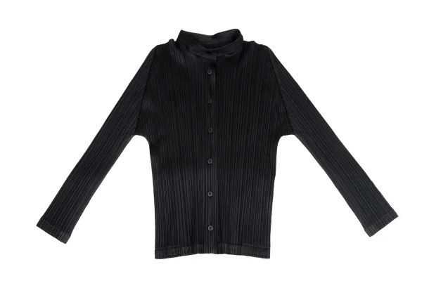 プリーツプリーズPLEATS PLEASE プリーツスタンドカラーシャツ 黒3 (K