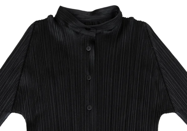 プリーツプリーズPLEATS PLEASE プリーツスタンドカラーシャツ 黒3 (K