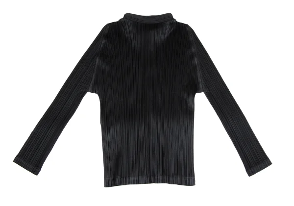 プリーツプリーズPLEATS PLEASE プリーツスタンドカラーシャツ 黒3 (K