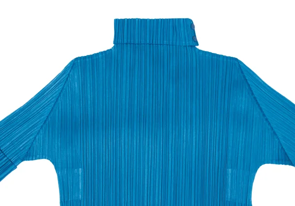 プリーツプリーズPLEATS PLEASE プリーツボタンハイネックブラウス 青3