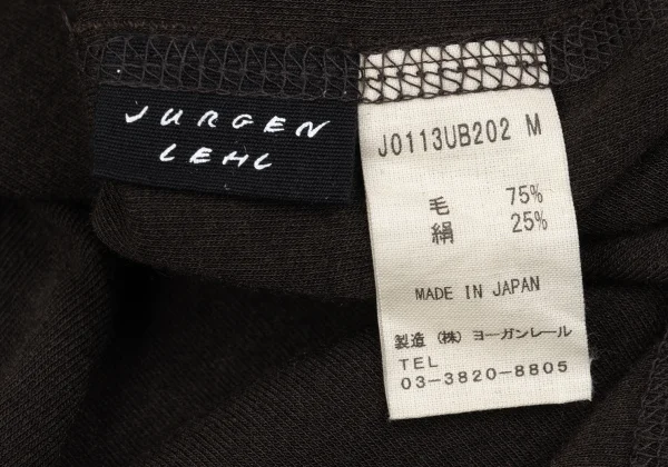ヨーガンレールJURGEN LEHL シルク混ウールクロップドニットソー 茶M
