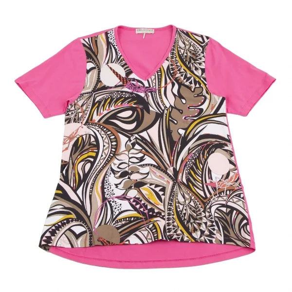エミリオプッチEMILIO PUCCI フロントプッチ柄切替VネックTシャツ