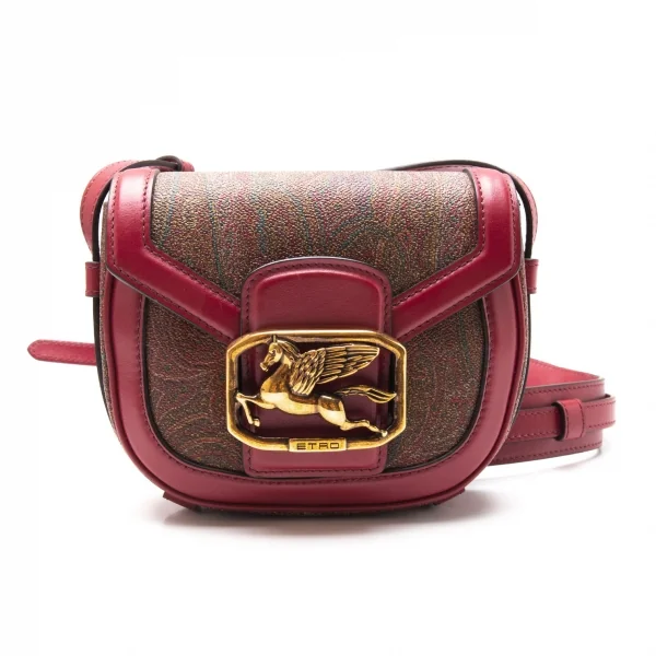 エトロETRO ペガソ ペイズリーショルダーバッグ 赤茶 (K-118429)