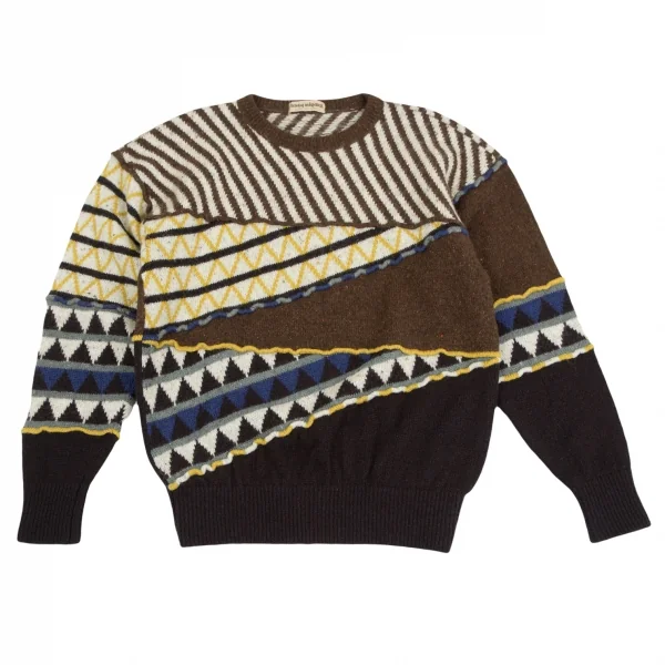 イッセイミヤケ メンISSEY MIYAKE MEN 柄切替デザインニットセーター