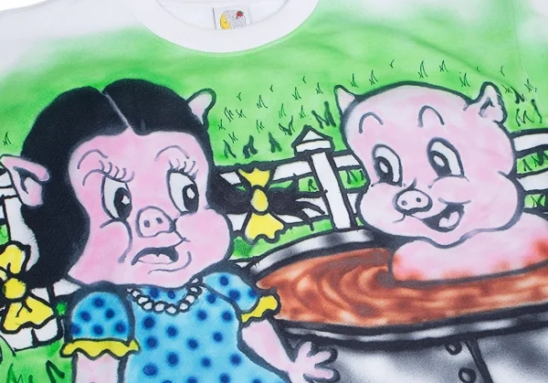 Sky High Farm ALLY BO PIG Graphic Printed Sweat Shirt White XL (K