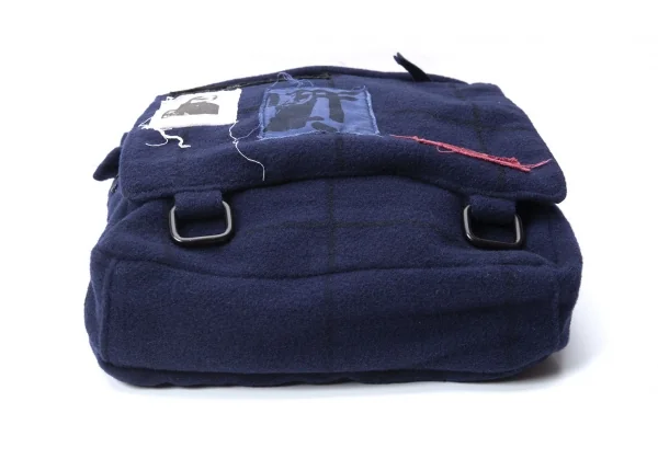 RAF SIMONS×EASTPAK Patchwork Check Wool Shoulder Bag Navy (K-128602)