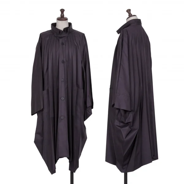 イッセイミヤケ ミーISSEY MIYAKE me プリーツドルマンコート 紺M位 (K