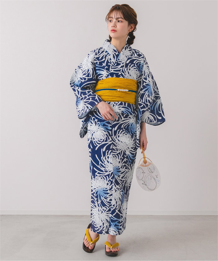 単品]綿麻生地はんなり乱菊柄浴衣 | titivate