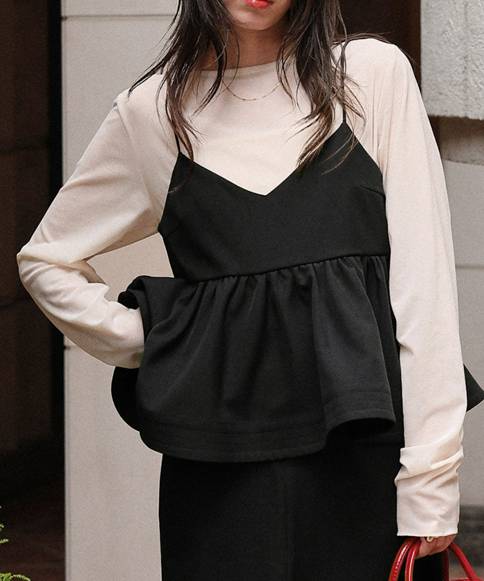 Vネックペプラムキャミソールトップス | titivate