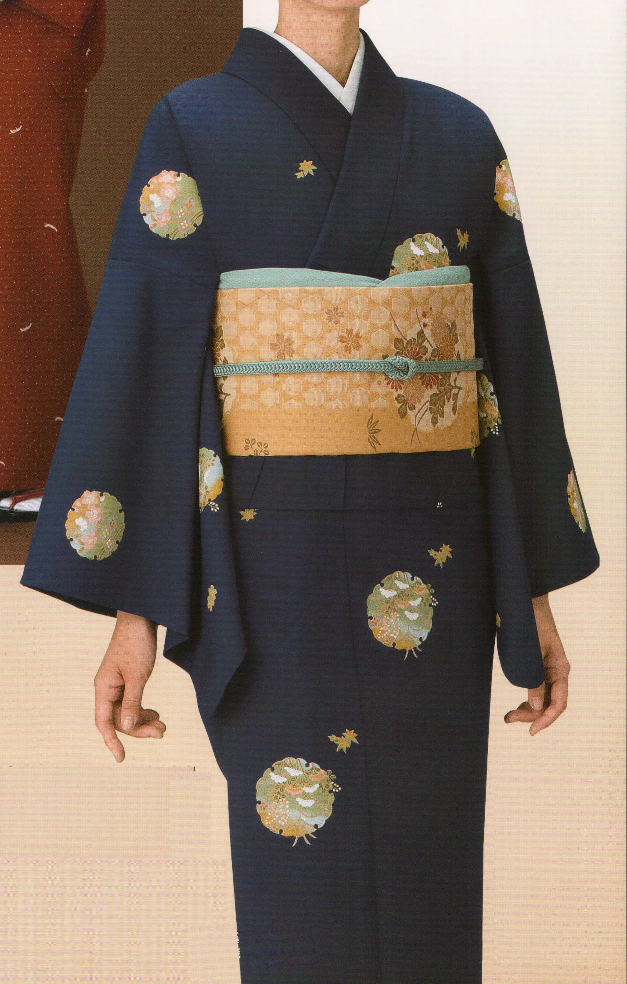 本手染め単衣着物（雪輪飛び小紋） 風香 KI-1301 カフェ・レストラン