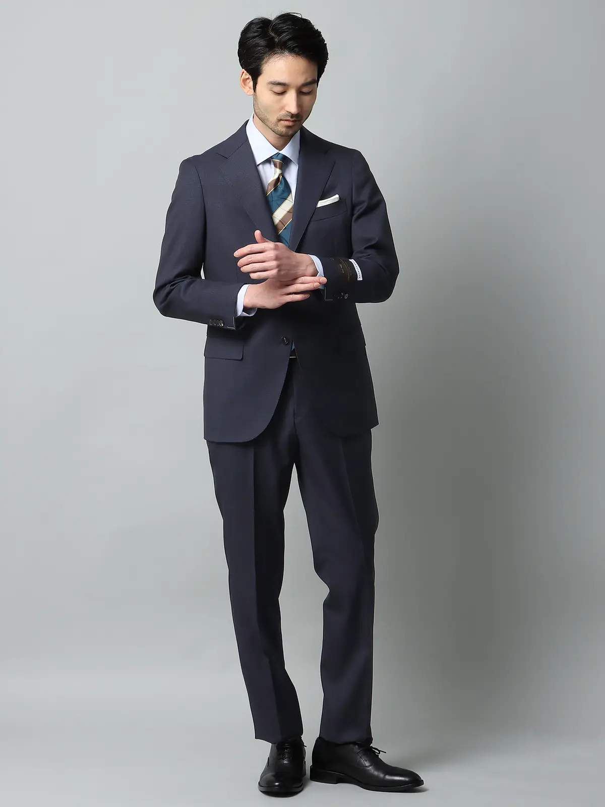 スーツ／3つボタン／CANONICO／SUPER110's／HAND MADE／グレンチェック