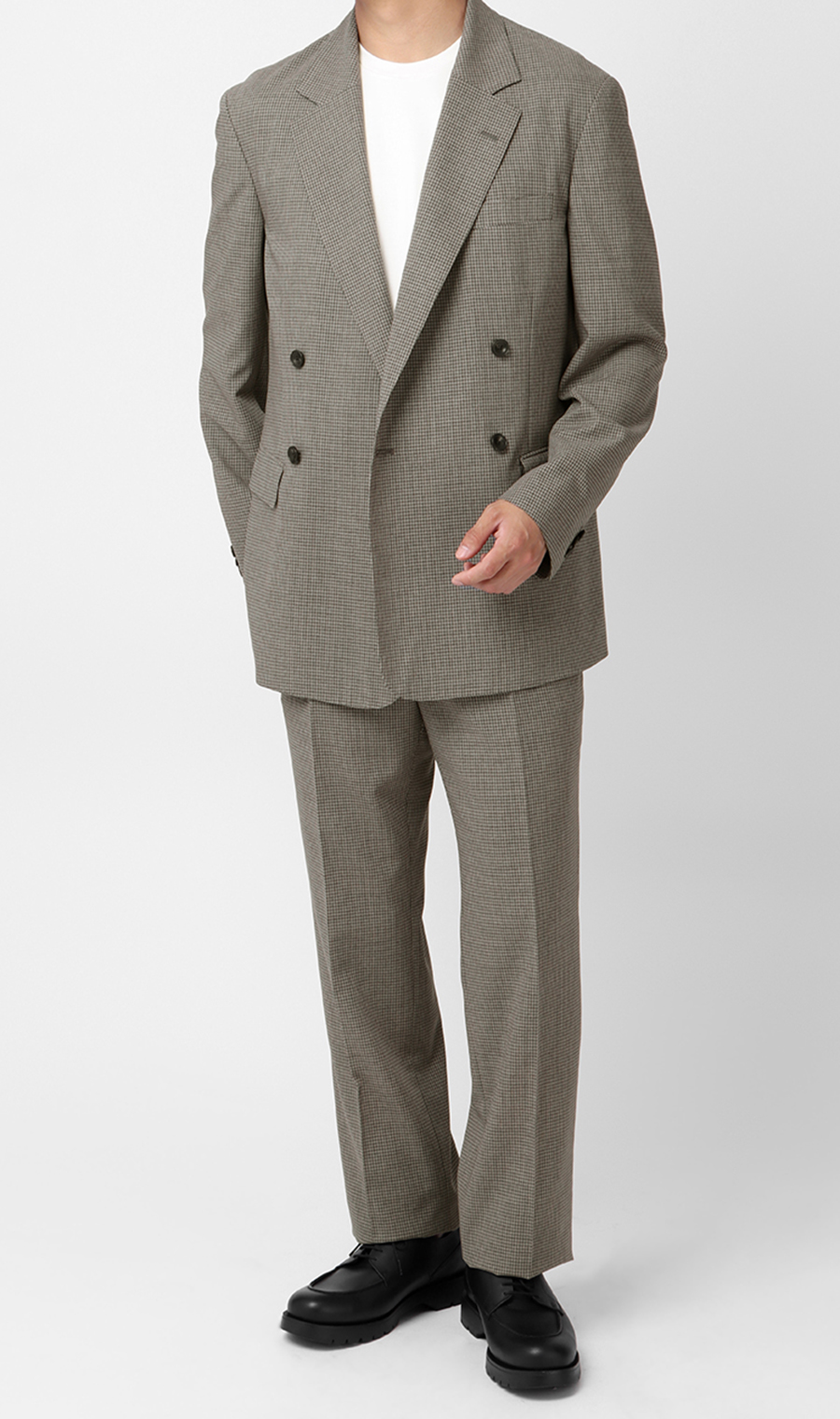 ノッチドラペル4ボタンダブルジャケット【セットアップ着用可