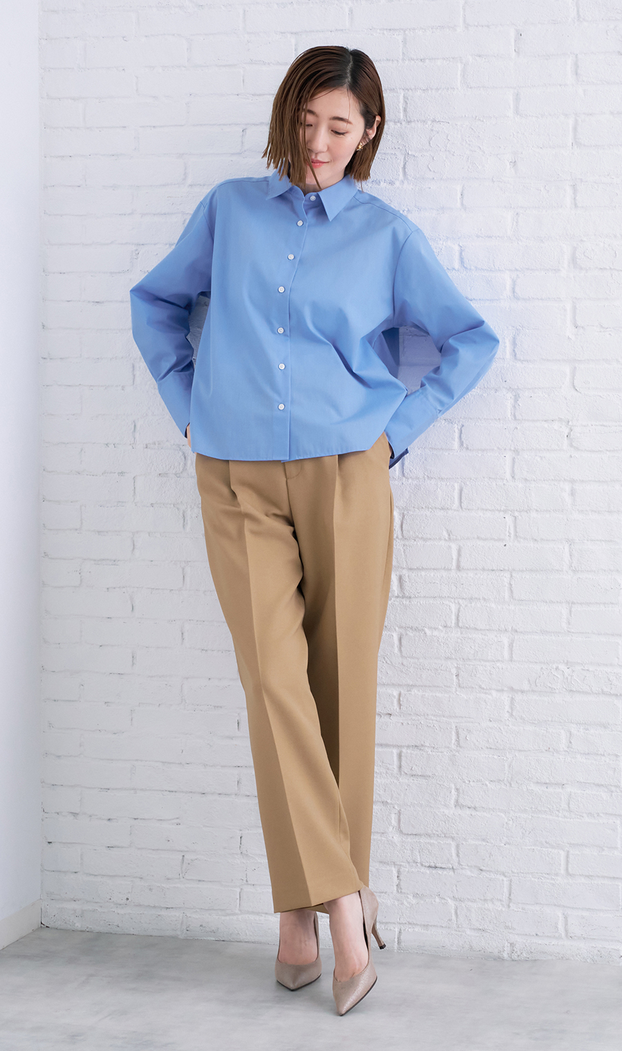 レギュラーカラーショート丈シャツ【長袖】 (ASH25146-22) | ANCHOR