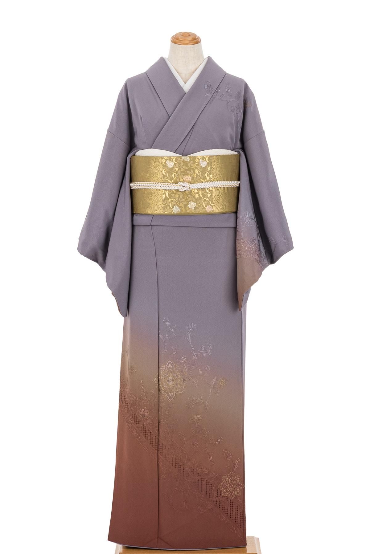 訪問着 暈しに汕頭刺繍 - からん::アンティーク着物・リサイクル着物の