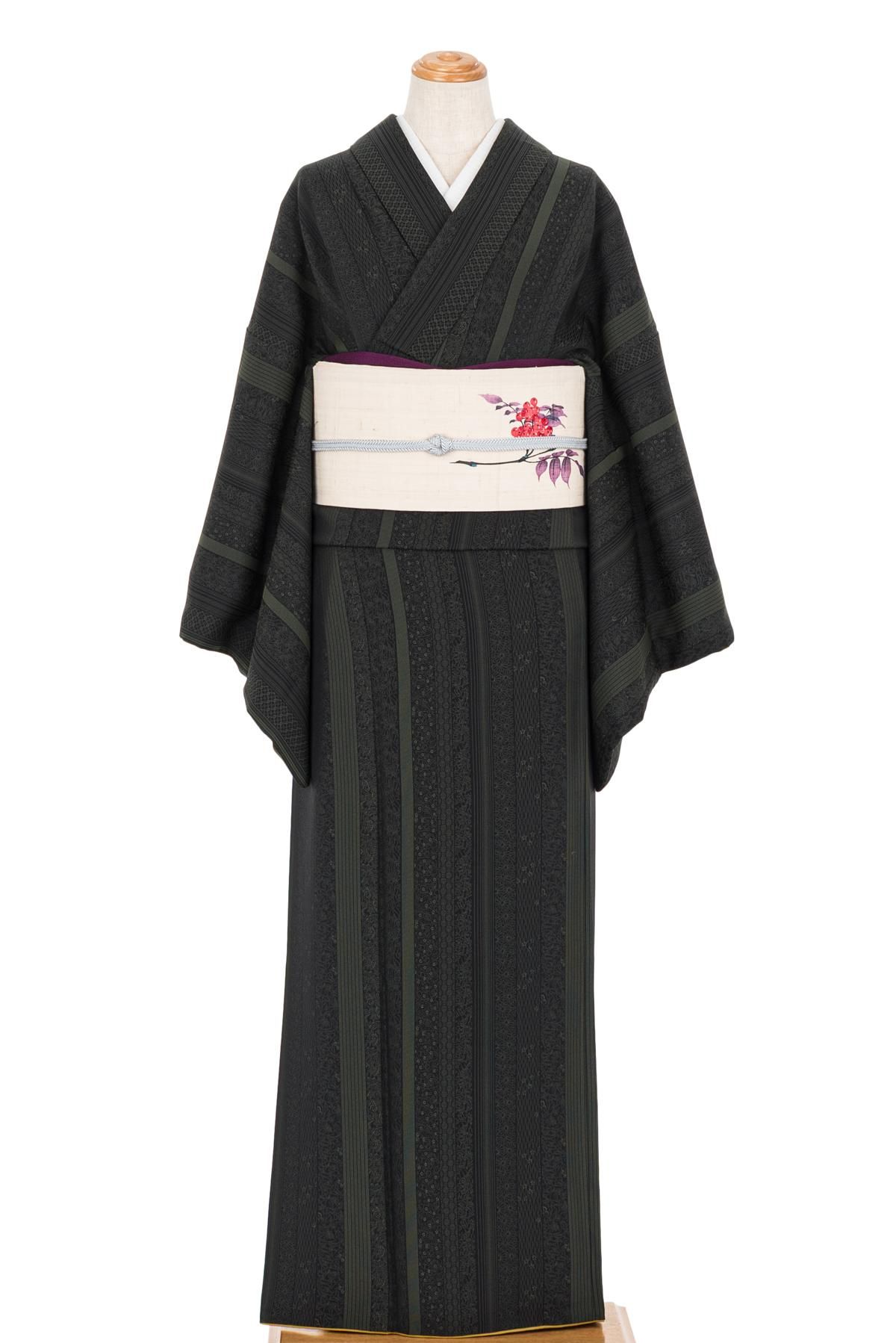 江戸小紋 縞 寄せ柄 - からん::アンティーク着物・リサイクル着物の