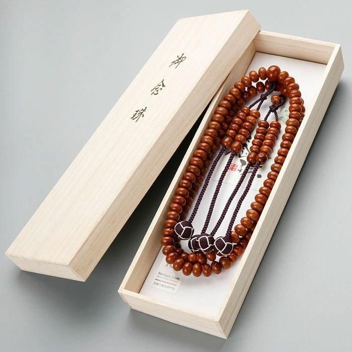 真言宗 数珠 男性用 尺三 108玉 みかん玉 鳳眼菩提樹 正絹製・2色梵天