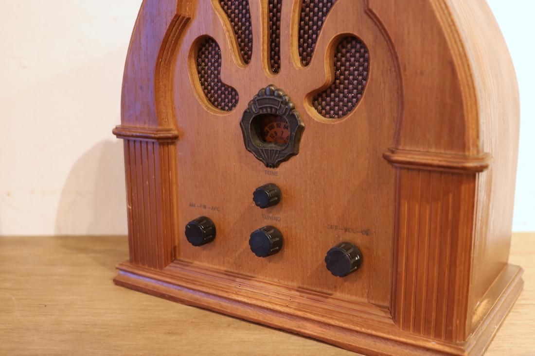 昭和レトロ“真空管ラジオ”/カセドラル型/スピーカーBluetooth/（茶散歩