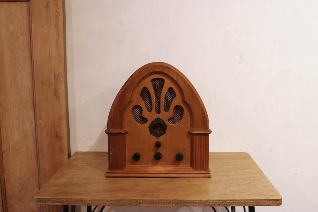 昭和レトロ“真空管ラジオ”/カセドラル型/スピーカーBluetooth/（茶散歩