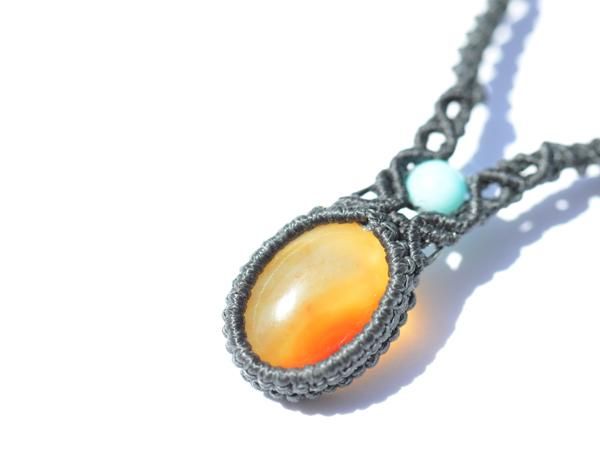 マクラメデザインネックレス／カーネリアン（インド産） - 貴石工房