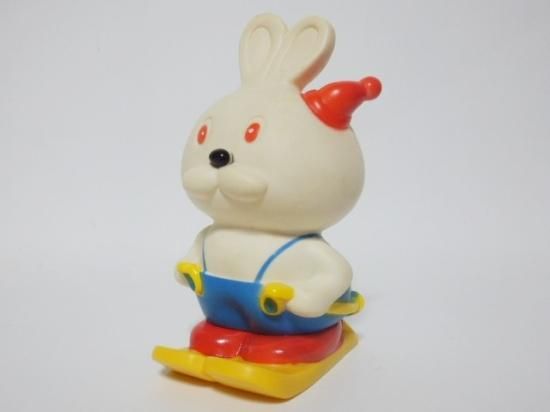 幸福相互銀行 ソフビ貯金箱（ウサギ・スキー） - 「宝の森」昭和レトロ
