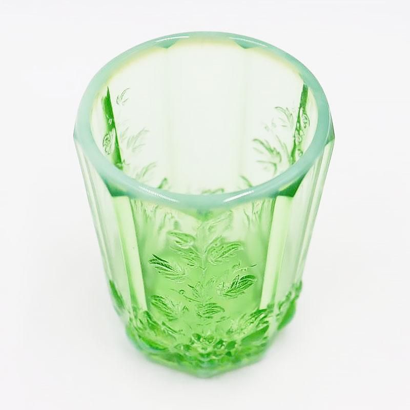 大正昭和初期 アンティーク緑ガラスコップ 和風ヴィンテージ