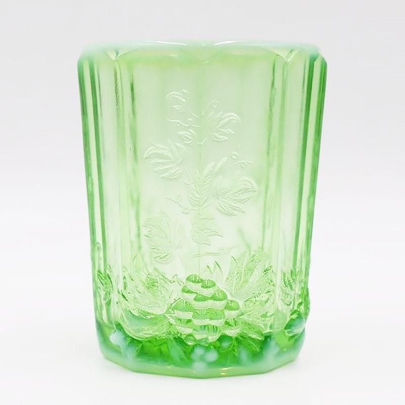 大正昭和初期 アンティーク緑ガラスコップ 和風ヴィンテージ